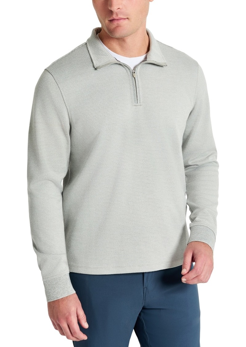 Kenneth Cole Men's Stretch Textured-Knit Quarter-Zip Performance Sweatshirt - Grey