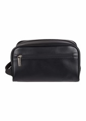 Kenneth Cole Men's Top Zip Single Compartment Travel Kit with Contrast Stitch Detail Black with Beige Lining