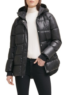 Kenneth Cole New York Cire Hooded Puffer Jacket in Black at Nordstrom