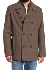 Kenneth Cole New York Classic Wool Peacoat in Medium Brown at Nordstrom Rack
