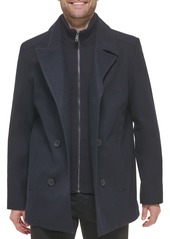 Kenneth Cole New York Classic Wool Peacoat in Medium Brown at Nordstrom Rack