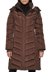 Kenneth Cole New York Heavyweight Fleece Lined Hood Quilted Puffer Jacket in Dark Roast at Nordstrom Rack