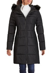 Kenneth Cole New York Hooded Puffer Coat with Faux Fur Trim in Black at Nordstrom