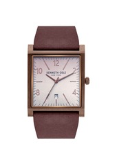 Kenneth Cole New York Men's 3 Hands Date Brown Genuine Leather Strap Watch 36mm