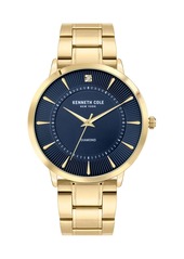 Kenneth Cole New York Men's 3 Hands Gold-Tone Stainless Steel Bracelet Watch 45mm