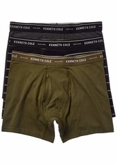 Kenneth Cole New York Men's Boxer Brief Set Basic 3 Pack Charcoal/Tri-Stipe/Winter Moss S