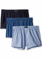 Kenneth Cole New York Men's Cotton Woven Boxer Underwear Multipack Courageous Print Navy Rectangle Dobby Vintage Indigo Chambray-3 Pack