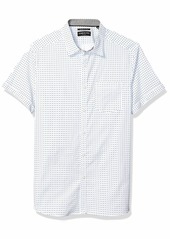 Kenneth Cole New York Men's Short Sleeve Printed Button Down Shirt