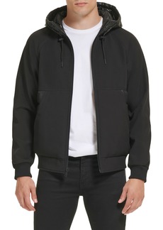 Kenneth Cole New York Mix Media Water Resistant Soft Shell Quilted Jacket in Black at Nordstrom Rack