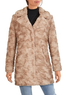 Kenneth Cole New York Notch Collar Faux Fur Coat in Truffle at Nordstrom Rack