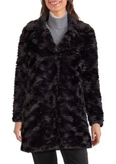 Kenneth Cole New York Notch Collar Faux Fur Coat