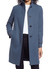 Kenneth Cole New York Stand Collar Wool Blend Coat