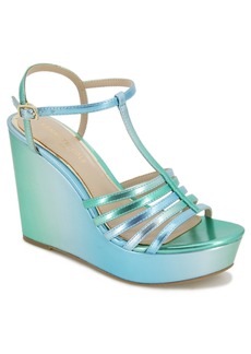 Kenneth Cole New York Women's Celia Platform Wedge Sandals - Blue, Green Polyester, Fabric