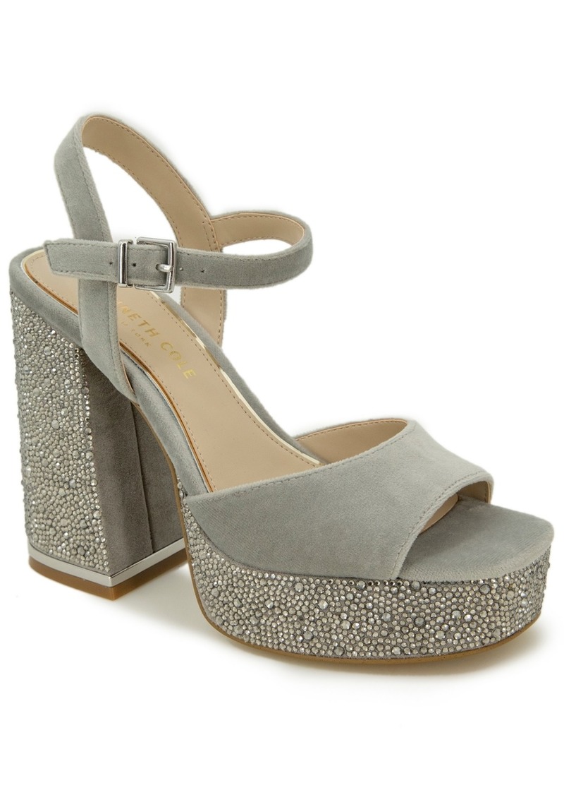 Kenneth Cole New York Women's Dolly Crystal Platform Sandals - Silver