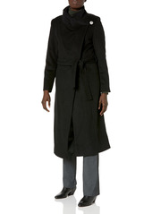 Kenneth Cole New York Women's full length button fencer coat with belt Outerwear -black
