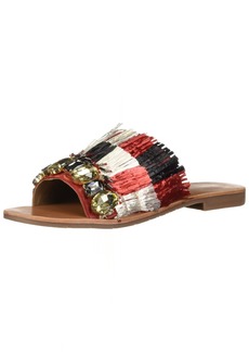 Kenneth Cole New York Women's Heron Slide Sandal with Fringe and Jewels red/Multi  M US