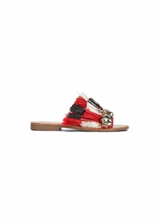 Kenneth Cole New York Women's Heron Slide Sandal with Fringe and Jewels red/Multi  M US