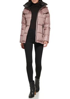Kenneth Cole New York Women's Horizontal Zip Puffer Jacket BARK