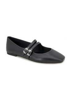 Kenneth Cole New York Women's Jasmine Square Toe Ballet Flats - Black Leather