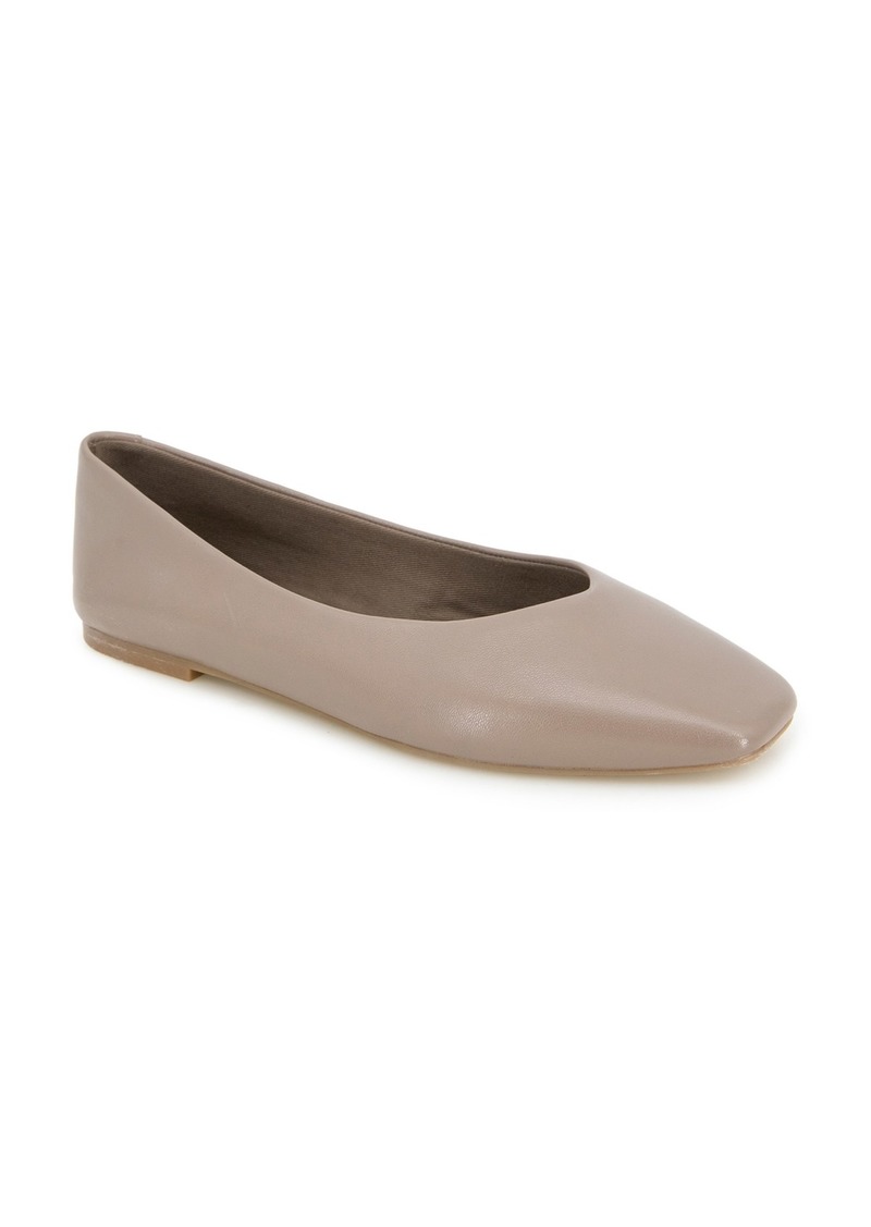 Kenneth Cole New York Women's Johanna Square Toe Ballet Flats - Taupe Leather