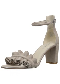 Kenneth Cole Women's Langley Ankle Sandal with Ruffle Detail on Front Strap Heeled