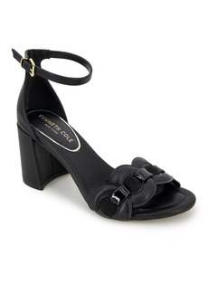 Kenneth Cole New York Women's Luisa Woven Block Heel Sandals - Black- Polyester, Textile