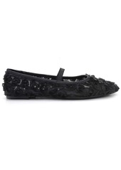 Kenneth Cole New York Women's Myra Mesh Square Toe Ballet Flats - Black Floral Mesh