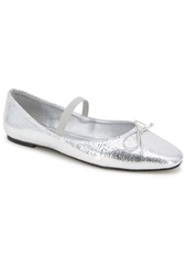 Kenneth Cole New York Women's Myra Square Toe Ballet Flats - Black, Silver - Textile
