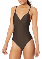 Kenneth Cole New York Women's Standard Over The Shoulder Push Up Mio One Piece Swimsuit  M