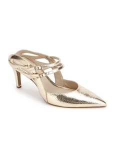 Kenneth Cole New York Women's Riley 85 Double Strap Mules - Shiny Light Gold Tone