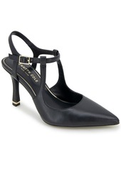 Kenneth Cole New York Women's Romi Ankle Sling back Pumps - Black Leather