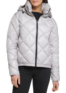 Kenneth Cole New York Women's Short Hooded Diamond Quilted Puffer Jacket