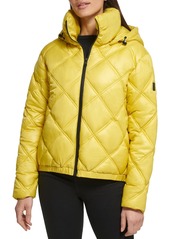 Kenneth Cole New York Women's Short Hooded Diamond Quilted Puffer Jacket