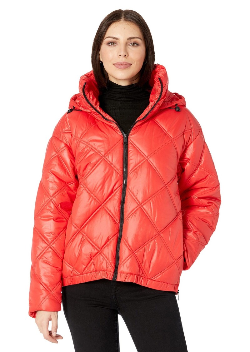 Kenneth Cole New York womens Short Hooded Zip Puffer Quilted Jacket   US