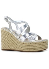 Kenneth Cole New York Women's Solace Espadrille Platform Wedge Sandals - Almond- Kid Suede