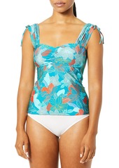 Kenneth Cole New York Women's Standard Convertible Tie Strap Tankini Swimsuit Top  L