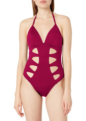 Kenneth Cole New York Women's Standard Cut Out Halter One Piece Swimsuit