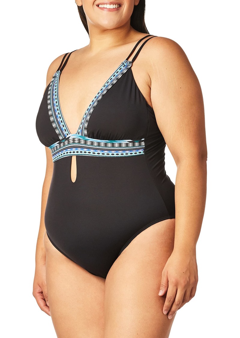 Kenneth Cole New York Women's Standard Plunge Mio One Piece Swimsuit  S