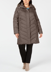 Kenneth Cole Plus Size Faux-Fur-Trim Hooded Puffer Coat
