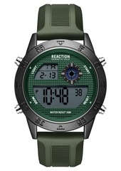Kenneth Cole Reaction Men's Dress Sport Round Green Silicon Strap Watch 47mm