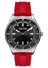 Kenneth Cole Reaction Men's Dress Sport Round Red Silicon Strap Watch 46mm