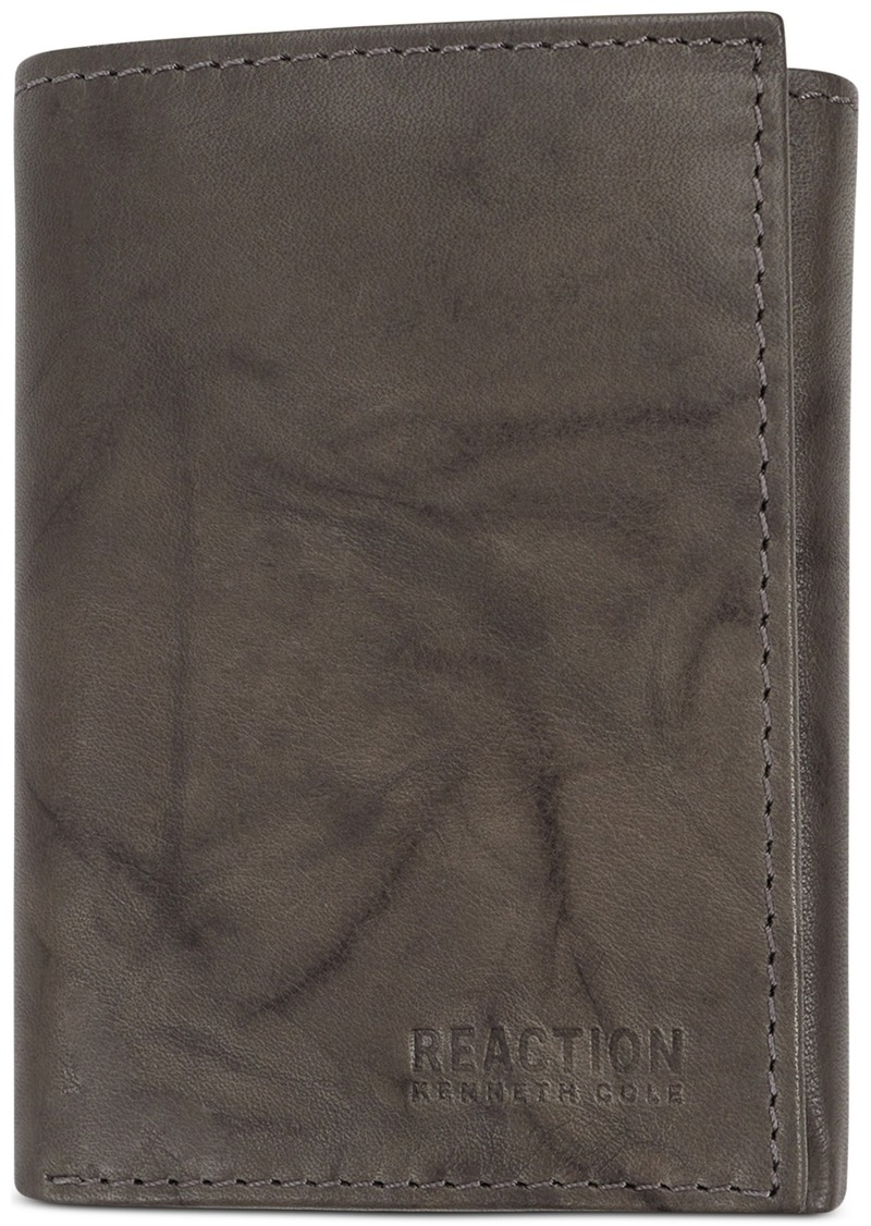 Kenneth Cole Reaction Men's Leather Rfid Extra-Capacity Trifold - Grey