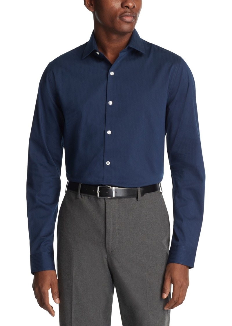 Kenneth Cole Reaction Men's Slim-Fit Flex Stretch Dress Shirt - Navy