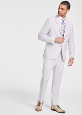 Kenneth Cole Reaction Men's Slim-Fit Mini-Houndstooth Suit - Cream Grey