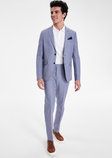 Kenneth Cole Reaction Men's Slim-Fit Stretch Linen Solid Suit - Light Blue