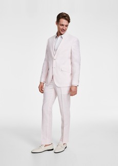 Kenneth Cole Reaction Men's Slim-Fit Stretch Linen Solid Suit - Pink