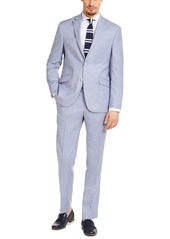 Kenneth Cole Reaction Men's Slim-Fit Techni-Cole Stretch Light Blue Windowpane Suit, Created for Macy's
