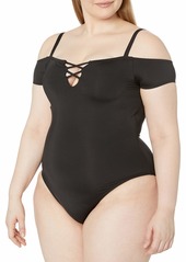 Kenneth Cole REACTION Women's Plus-Size Garden Groove Off The Shoulder One Piece Swimsuit