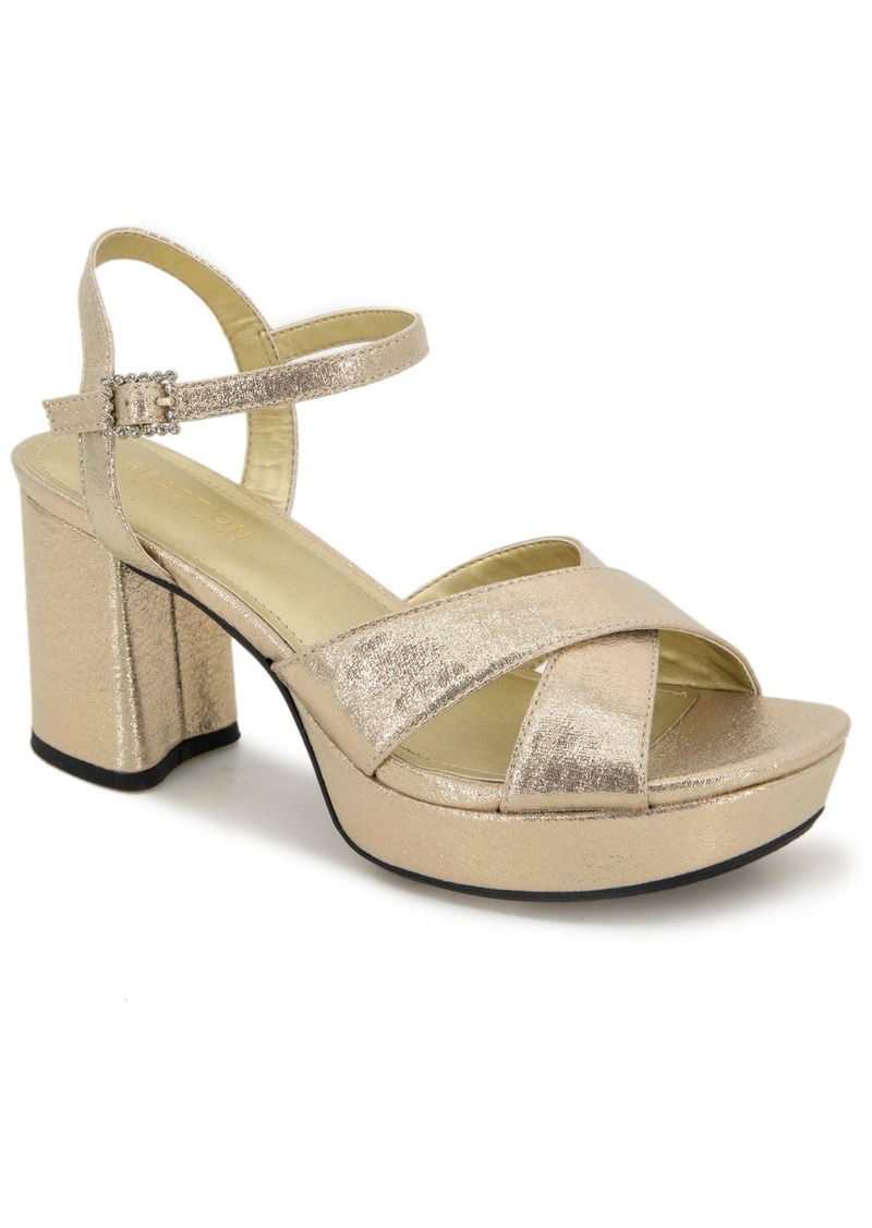 Kenneth Cole Reaction Women's Reeva Criss-Cross Platform Dress Sandals - Soft Gold-Tone