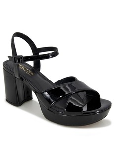 Kenneth Cole Reaction Women's Reeva Criss-Cross Platform Dress Sandals - Black Patent